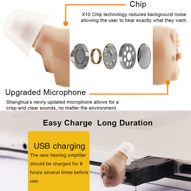 Rechargeable In Ear Hearing Aid Ear Resound Amplifier CIC Adjustable Invisible