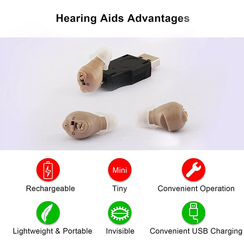 Rechargeable In Ear Hearing Aid Ear Resound Amplifier CIC Adjustable Invisible