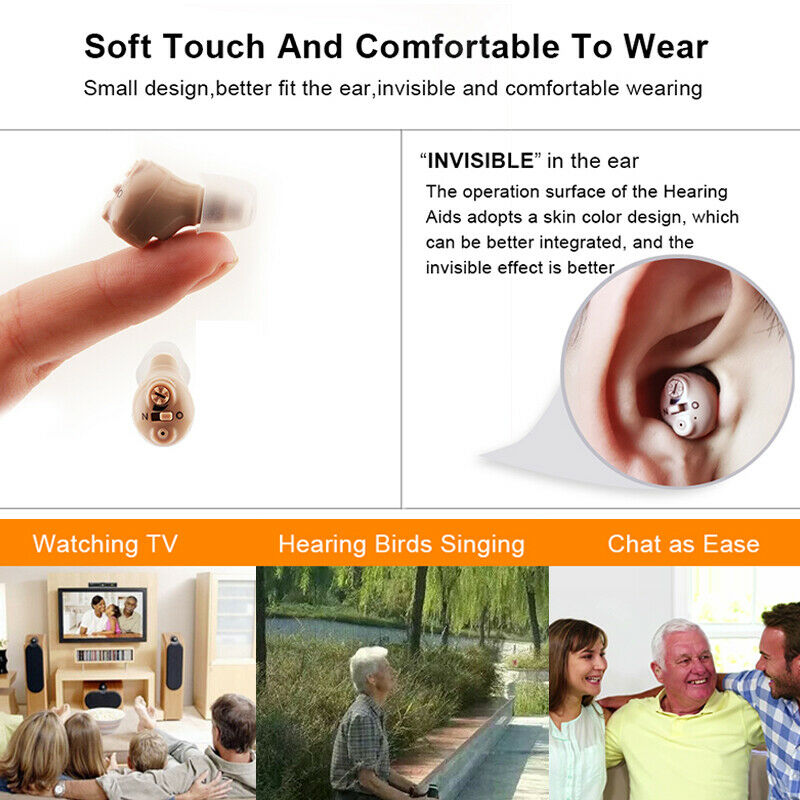 Rechargeable In Ear Hearing Aid Ear Resound Amplifier CIC Adjustable Invisible