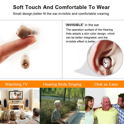 Rechargeable In Ear Hearing Aid Ear Resound Amplifier CIC Adjustable Invisible