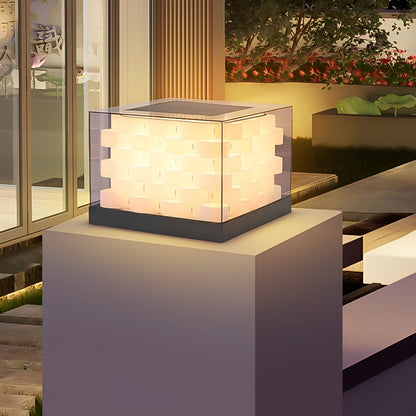 Solar Waterproof Cubed Weave LED Outdoor Post Lights