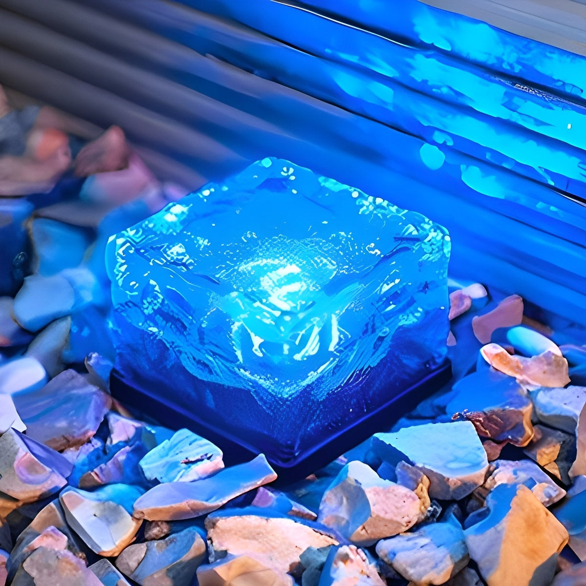 Square Creative Ice Brick LED Waterproof Smart Solar Outdoor Lights