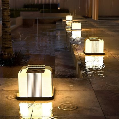 Square Creative LED Waterproof PE Shade Modern Solar Fence Post Lights