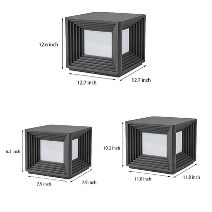 Square Loop Creative Waterproof LED Black Modern Solar Post Caps Lights