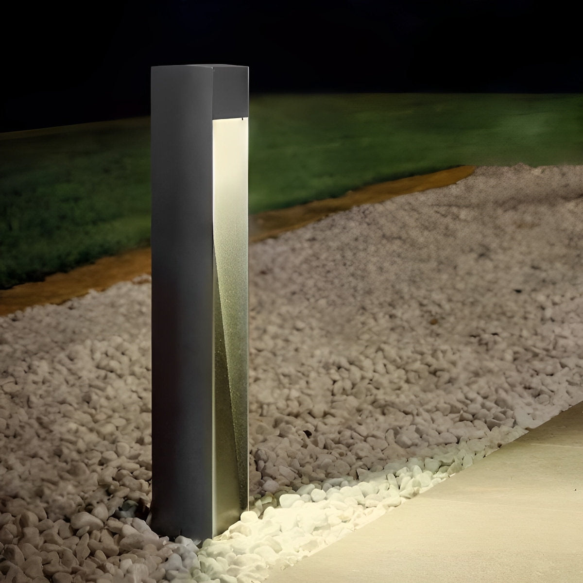 Square LED Waterproof Black Modern Pathway Walkway Lights Outdoor Lantern Lamp