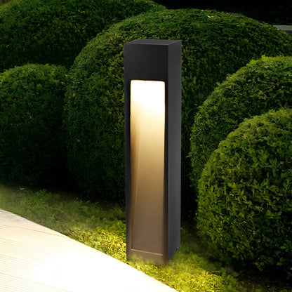 Square LED Waterproof Black Modern Pathway Walkway Lights Outdoor Lantern Lamp