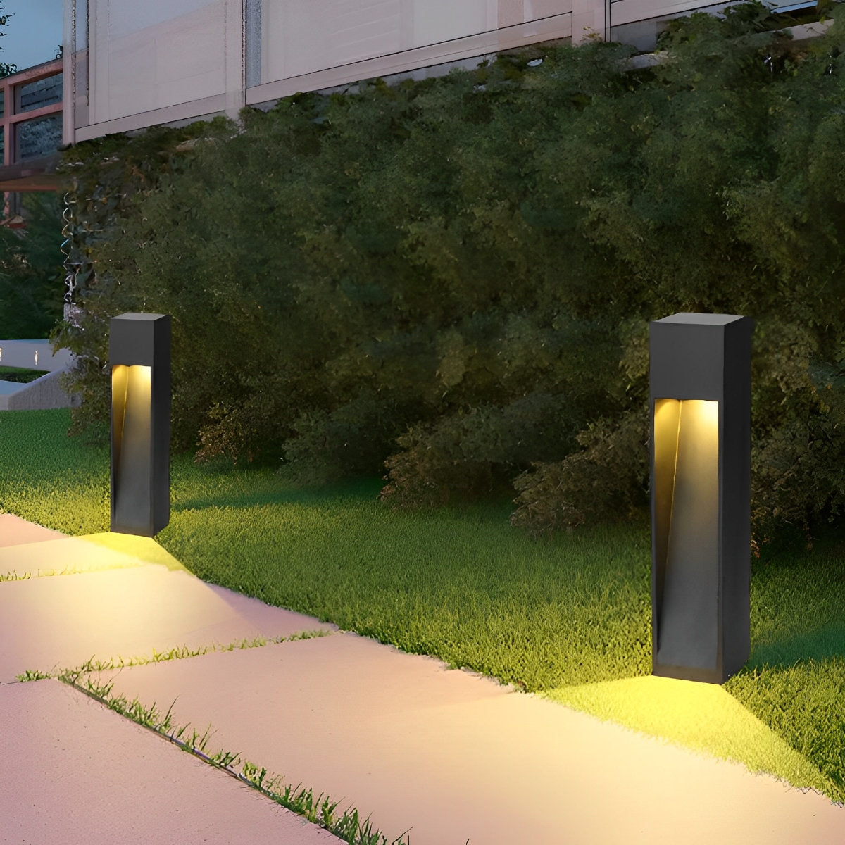 Square LED Waterproof Black Modern Pathway Walkway Lights Outdoor Lantern Lamp