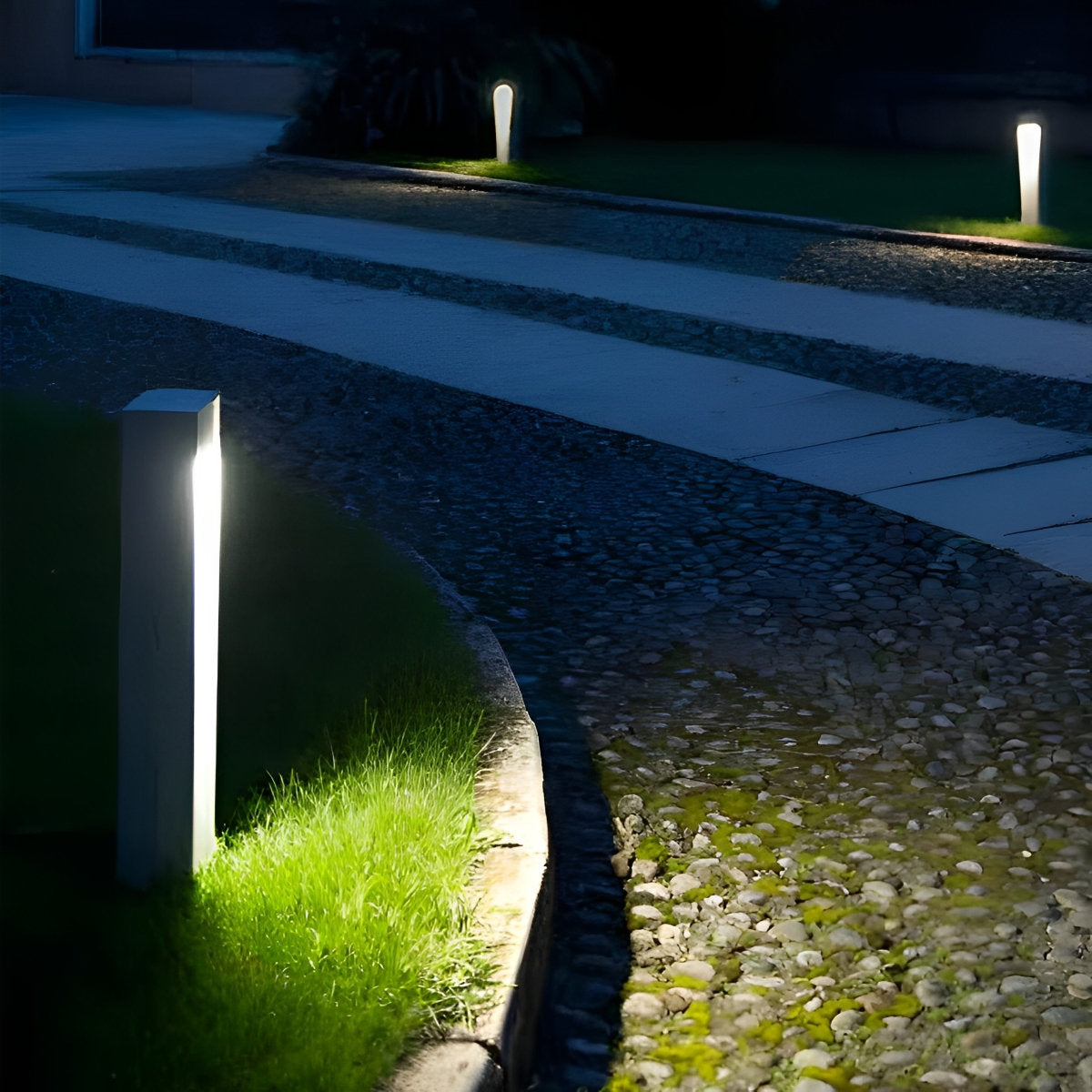 Square LED Waterproof Black Modern Pathway Walkway Lights Outdoor Lantern Lamp