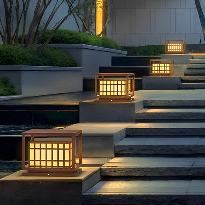 Square LED Waterproof Brown Modern Outdoor Deck Post Lights Pillar Light Column