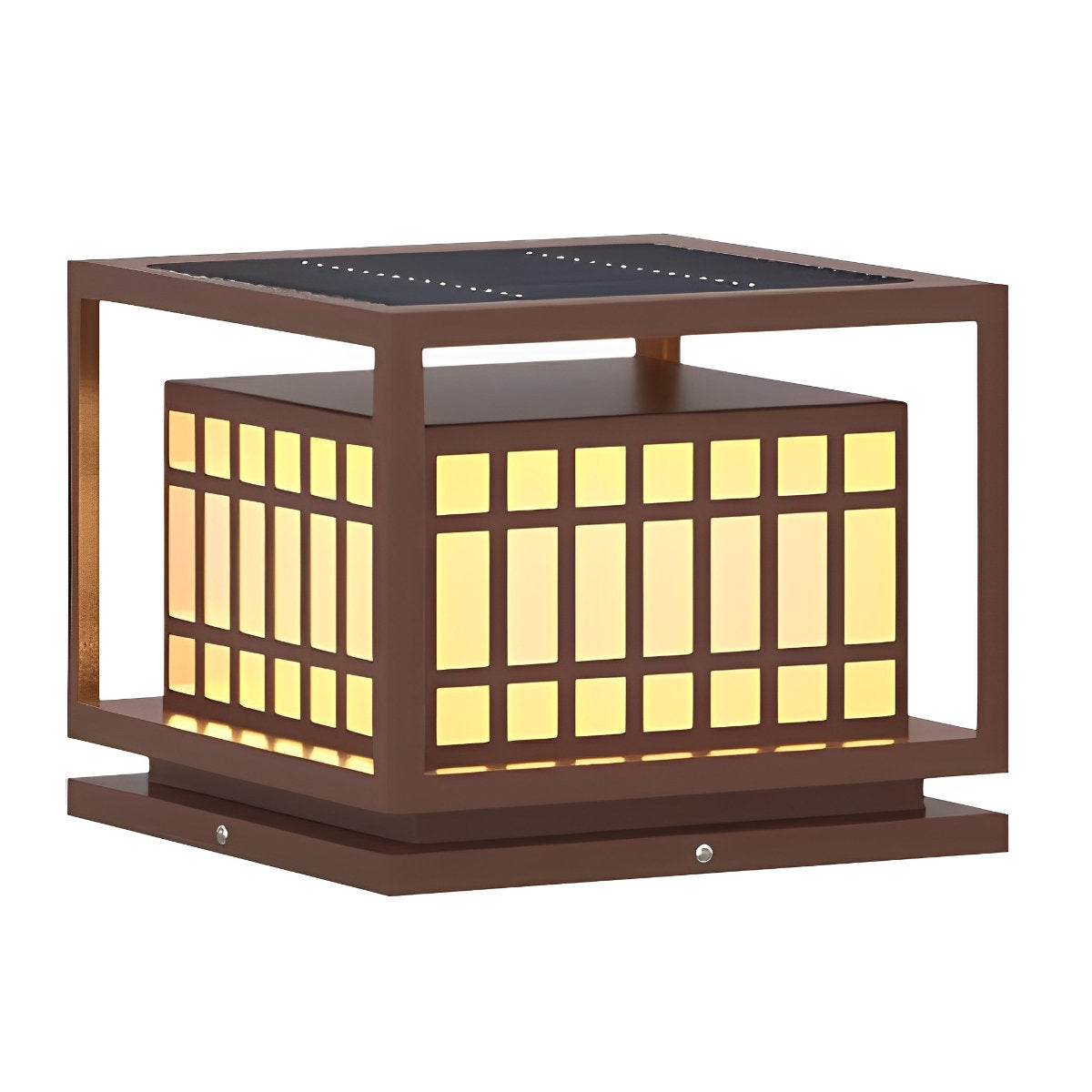 Square LED Waterproof Brown Modern Outdoor Deck Post Lights Pillar Light Column