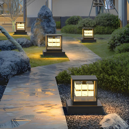 Square LED Waterproof Modern Outdoor Solar Deck Lights Pillar Light Post Caps Lights