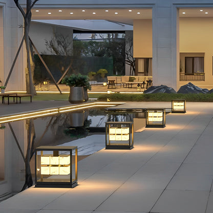 Square LED Waterproof Modern Outdoor Solar Deck Lights Pillar Light Post Caps Lights