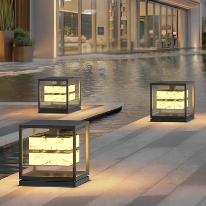 Square LED Waterproof Modern Outdoor Solar Deck Lights Pillar Light Post Caps Lights