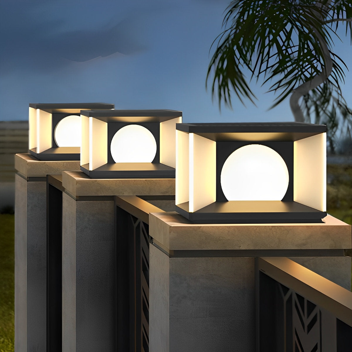 Square LED Waterproof Modern Solar Post Caps Lights Deck Post Lights