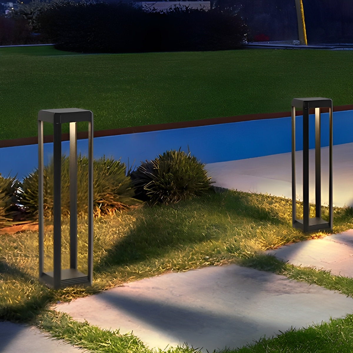 Square Minimalist Waterproof Stainless Steel Black Solar Pathway Lights