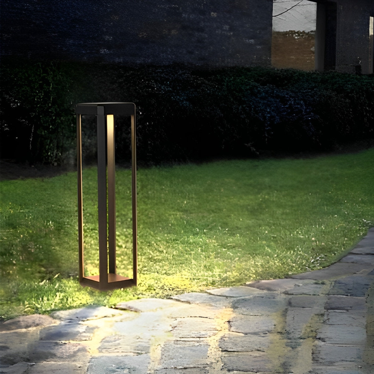 Square Minimalist Waterproof Stainless Steel Black Solar Pathway Lights