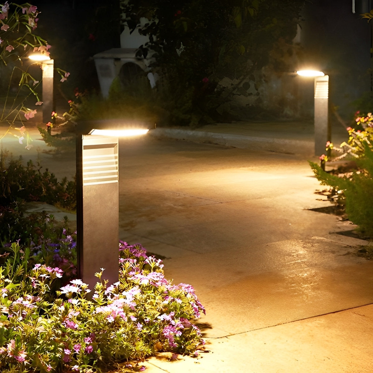 Smart Switch Minimalist Waterproof Stainless Steel Black Solar Pathway Lights