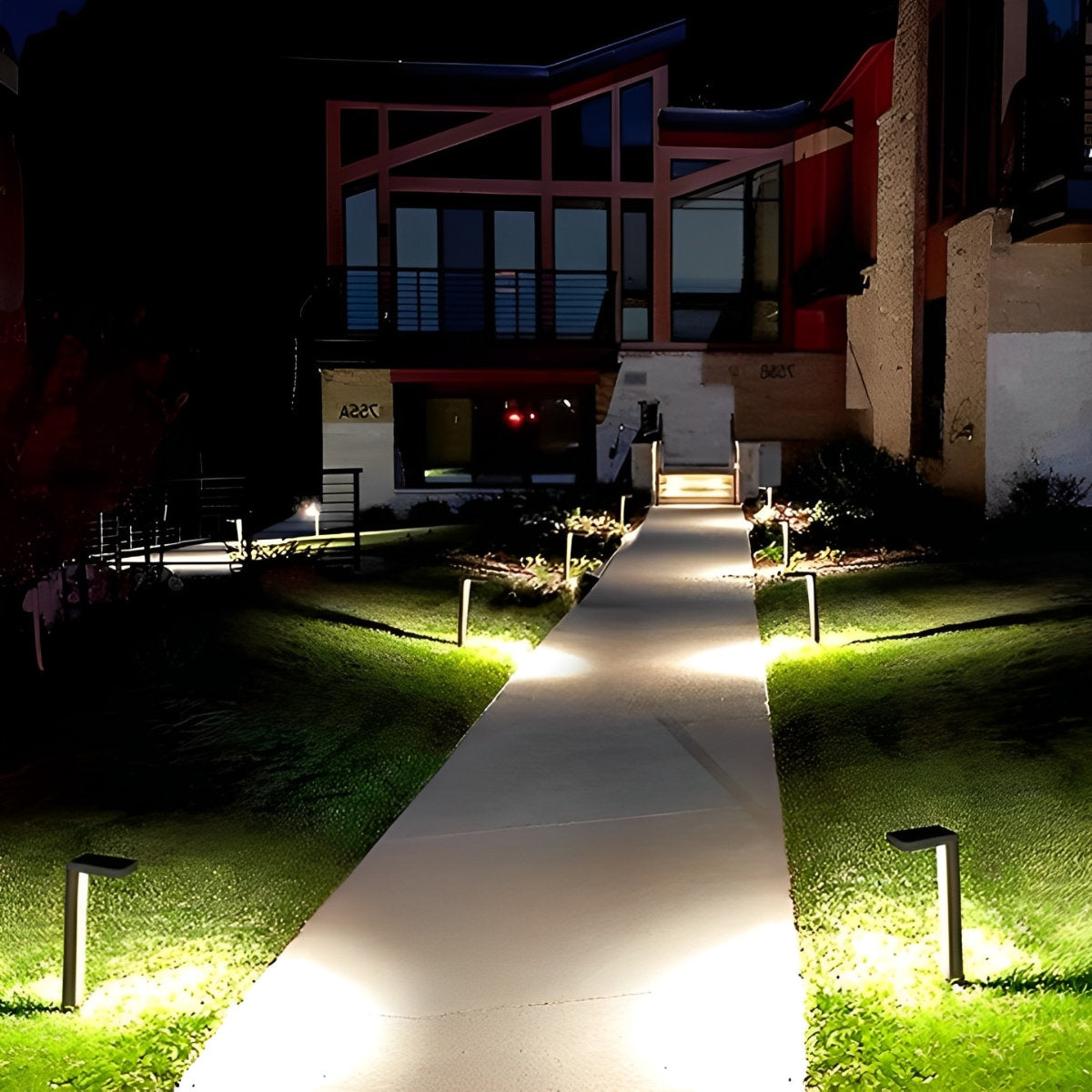 Smart Switch Minimalist Waterproof Stainless Steel Black Solar Pathway Lights