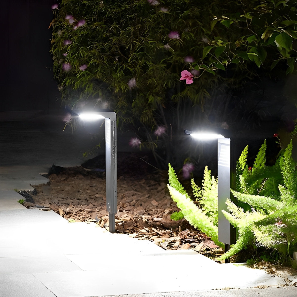 Smart Switch Minimalist Waterproof Stainless Steel Black Solar Pathway Lights