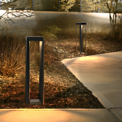 Square Minimalist Waterproof Stainless Steel Black Solar Pathway Lights