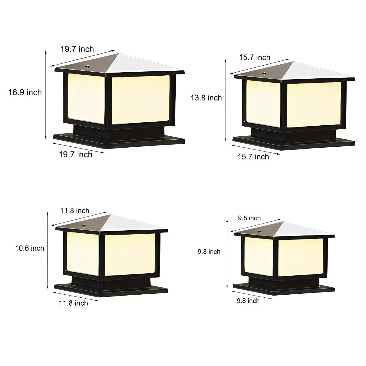 Square LED Waterproof Solar Fence Post Cap Lights Column Lamp