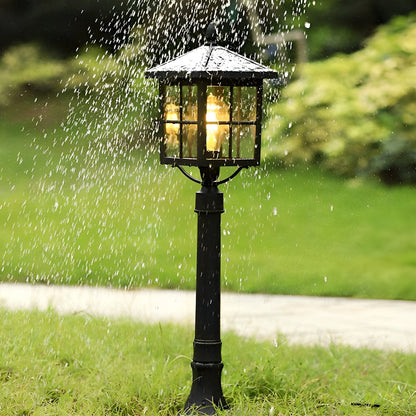 Square Waterproof Aluminum Black Retro Solar Lights Outdoor Lawn Lamp