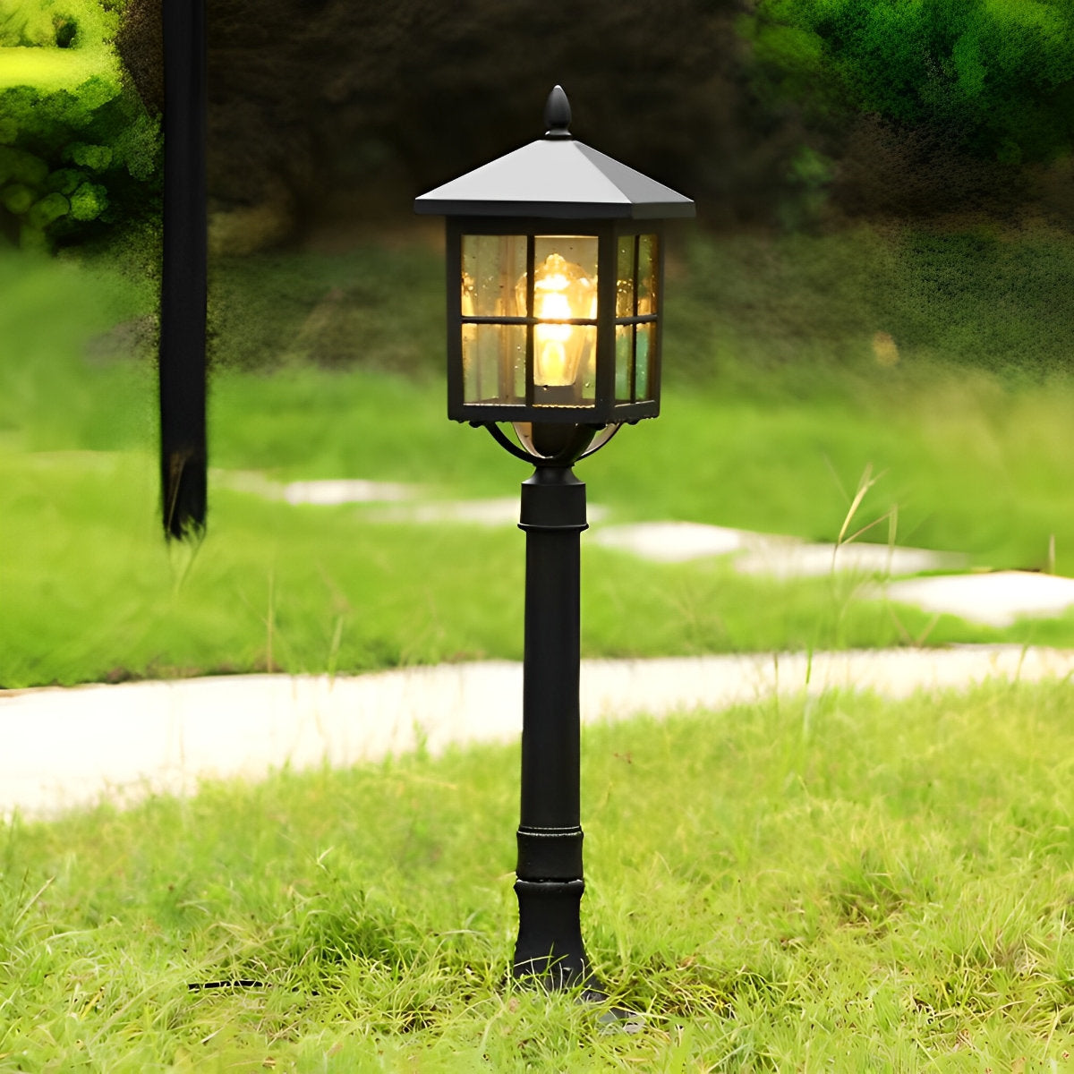 Square Waterproof Aluminum Black Retro Solar Lights Outdoor Lawn Lamp