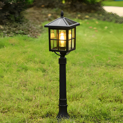 Square Waterproof Aluminum Black Retro Solar Lights Outdoor Lawn Lamp