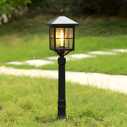 Square Waterproof Aluminum Black Retro Solar Lights Outdoor Lawn Lamp