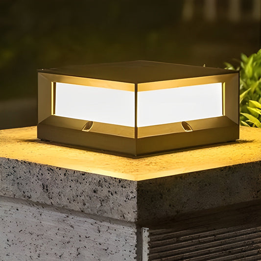 Square Waterproof Black Modern Solar Waterproof  Post Cap Lamp Light