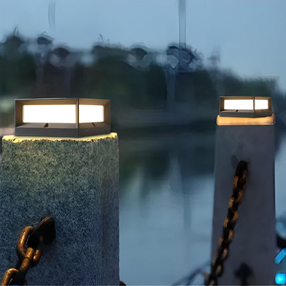 Square Waterproof Black Modern Solar Waterproof  Post Cap Lamp Light