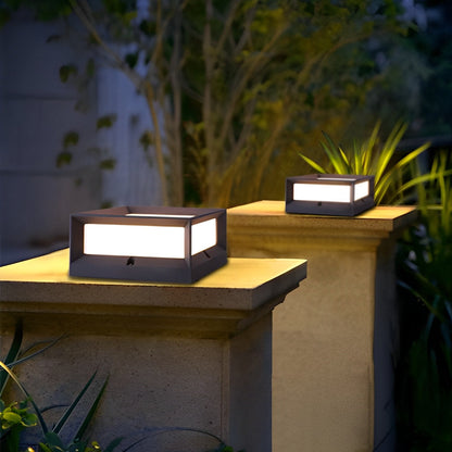 Square Waterproof Black Modern Solar Waterproof  Post Cap Lamp Light