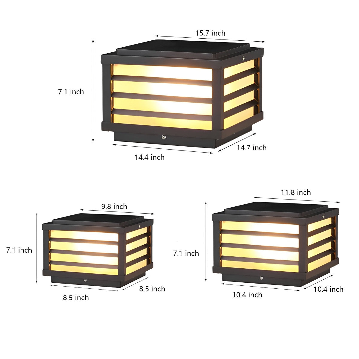 Square Waterproof LED Dimming Modern Solar Fence Post Lights