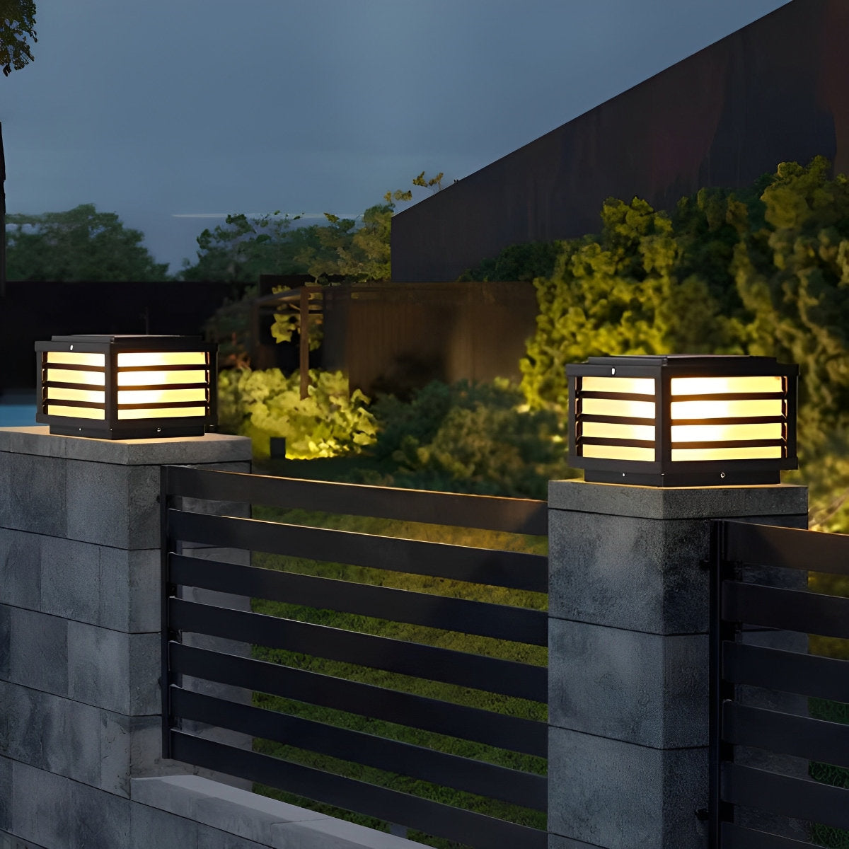 Square Waterproof LED Dimming Modern Solar Fence Post Lights