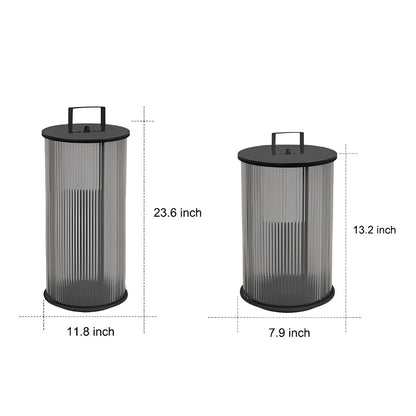 Striped Glass Cylindrical Waterproof Portable Solar Lanterns