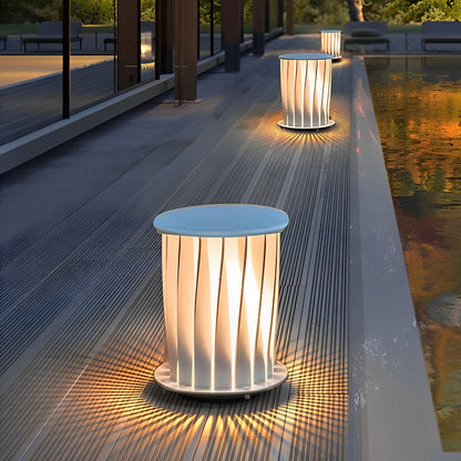 Twisted Metal Lantern LED Waterproof White Modern Solar Lawn Light