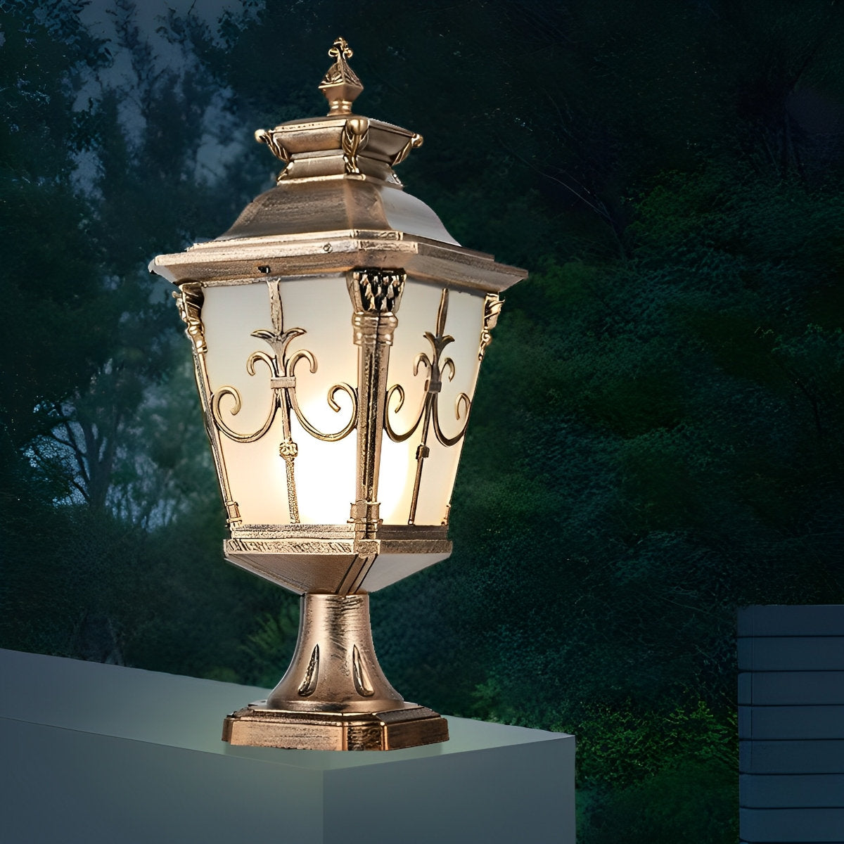 Victorian Style Fence Post Lights Pattern LED Garden Lamp Column Light Pillar Lamp