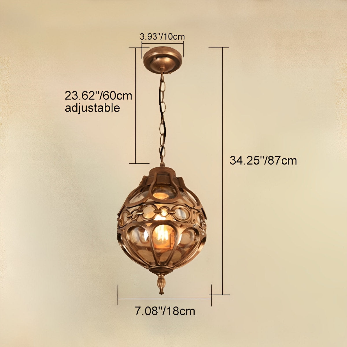 Waterproof Aluminum Glass Ball Outdoor Chandelier Light Hanging Light