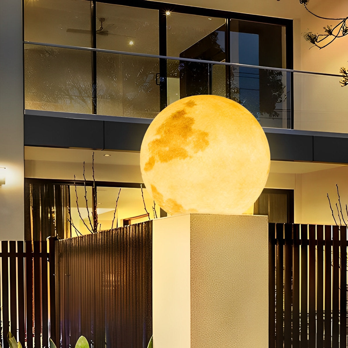 Waterproof LED Round Ball Moon Modern Solar Post Caps Lights