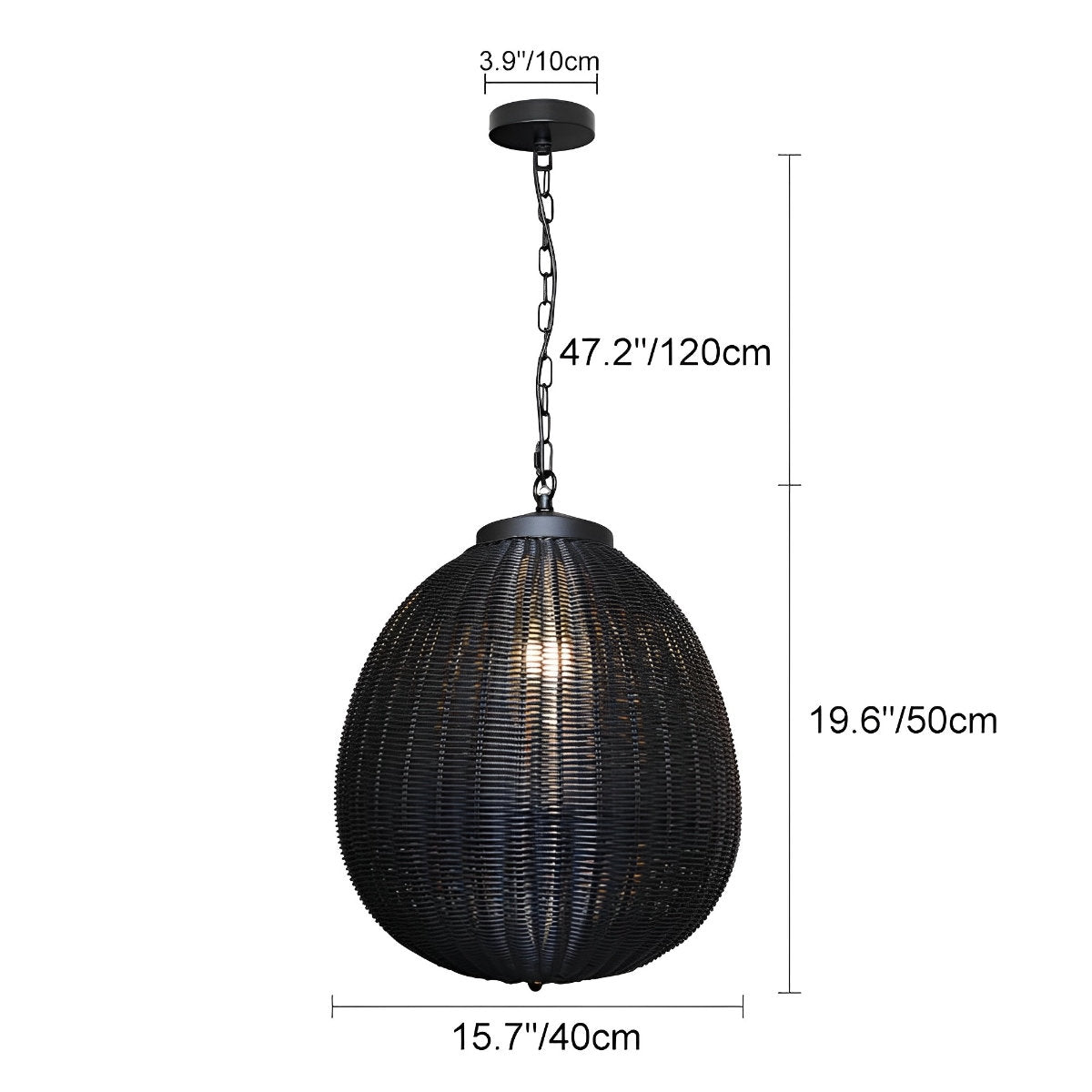 Waterproof Round Rattan Outdoor Lanterns Pendant Lights