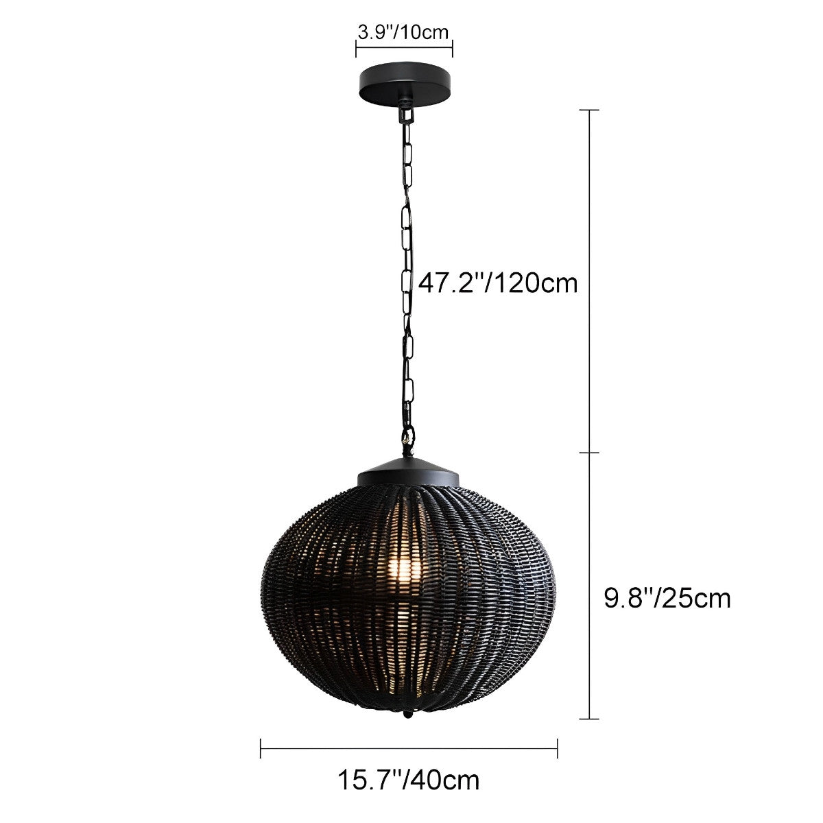 Waterproof Round Rattan Outdoor Lanterns Pendant Lights