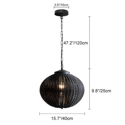 Waterproof Round Rattan Outdoor Lanterns Pendant Lights