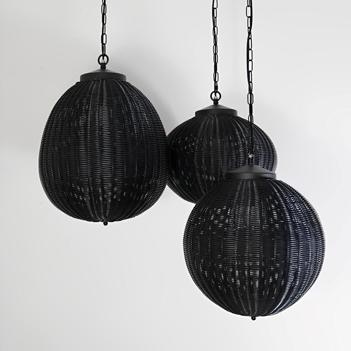 Waterproof Round Rattan Outdoor Lanterns Pendant Lights