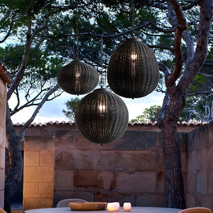 Waterproof Round Rattan Outdoor Lanterns Pendant Lights