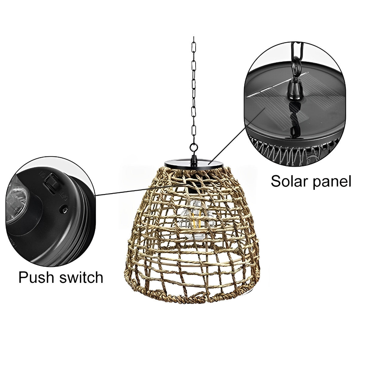 Waterproof Solar Bell Shaped Outdoor Lanterns Pendant Lights