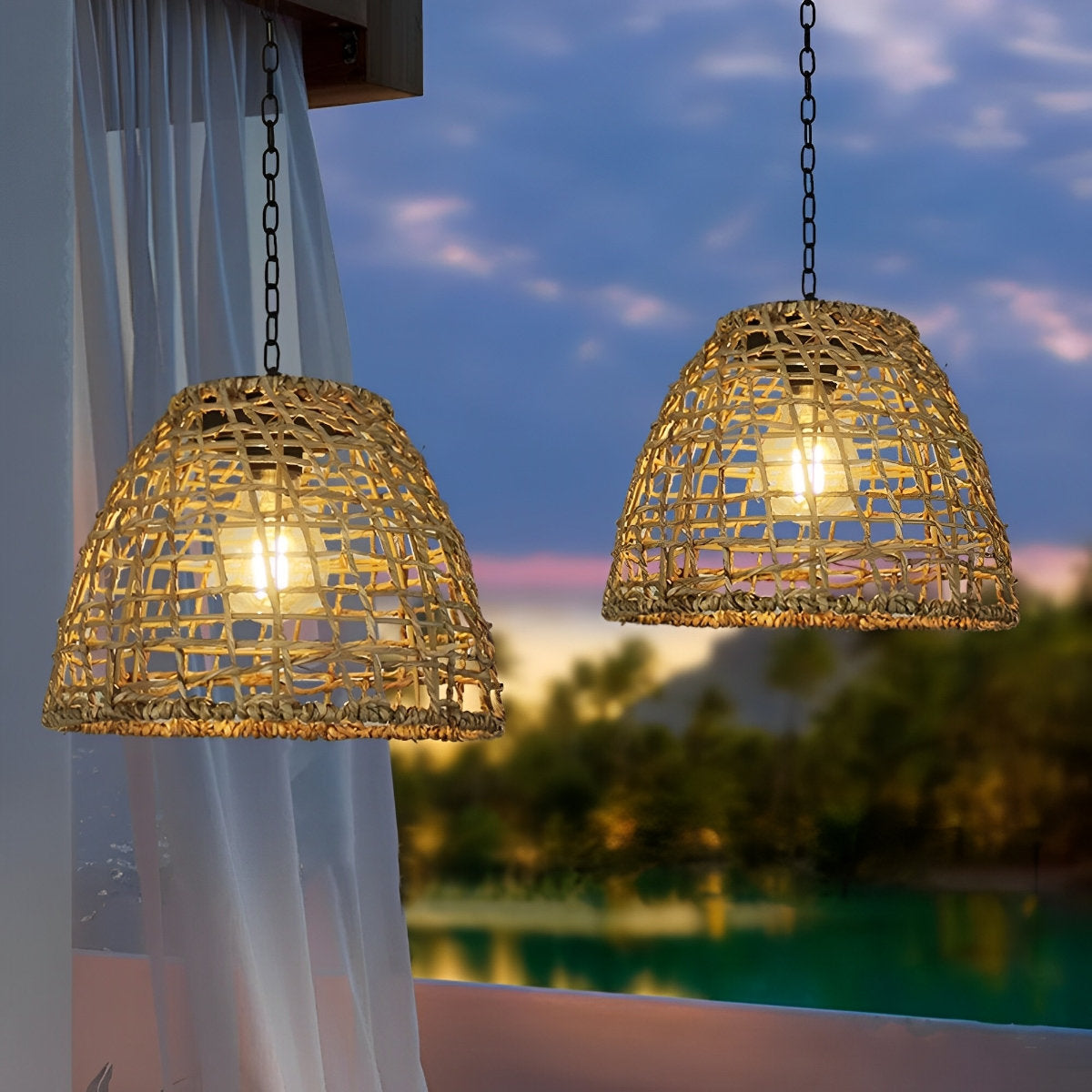 Waterproof Solar Bell Shaped Outdoor Lanterns Pendant Lights