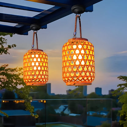 Waterproof Solar Retro Rattan Lanterns Hanging Lights