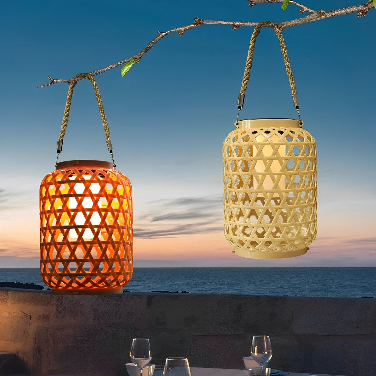 Waterproof Solar Retro Rattan Lanterns Hanging Lights