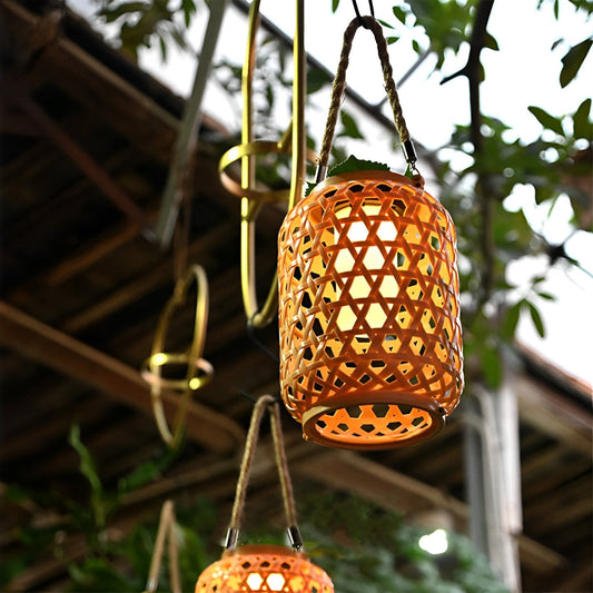 Waterproof Solar Retro Rattan Lanterns Hanging Lights