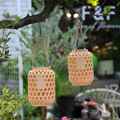 Waterproof Solar Retro Rattan Lanterns Hanging Lights